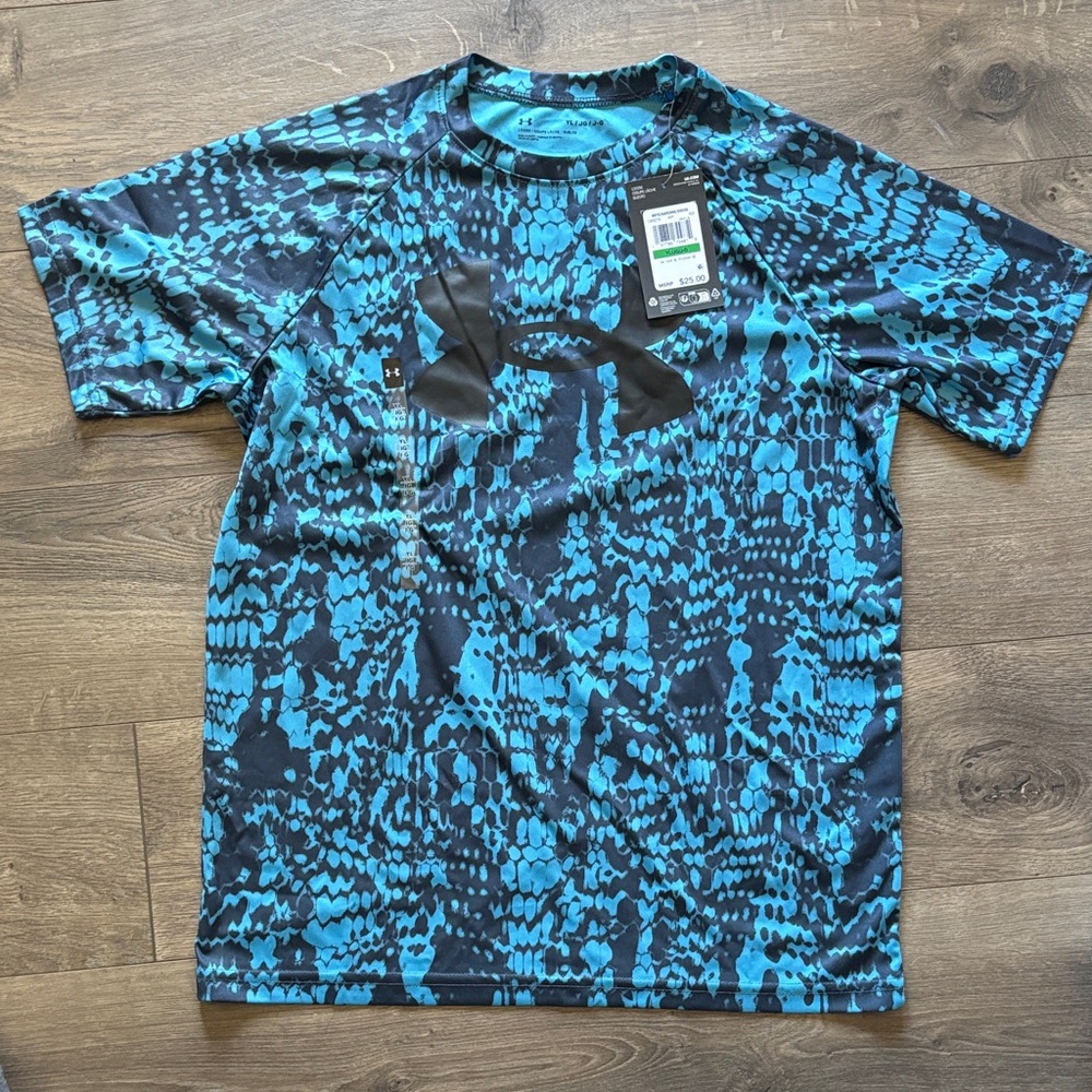 Under Armour Youth Large Blue Patterned Shirt